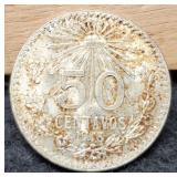 1943 Mexico 50 Centavos Silver 72%/8.3 G