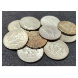 (10) 40% Silver K. Half Dollars