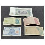 Lot Of 5 Banknotes Unc. Bulgaria, Indonesia, Korea