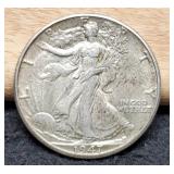 1947-D W. Liberty Half Dollar AU58