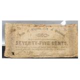 1862 Civil War 75 Cent Note "Richmond, Virginia"