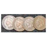 (4) 1909 Indian Head Cents