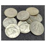 (10) 40% Silver K. Half Dollars