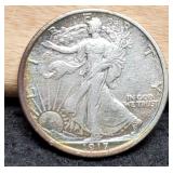 1917 W. Liberty Half Dollar AU58