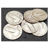 (6) Standing Liberty Quarters: