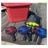 Tote Full of Pickleball Paddles & Balls
