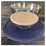 Large Stainless and Glass Bowls