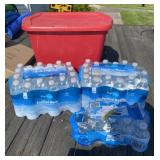 Tote with Lid and 2+ Cases of Water