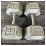 Pair of 80 lb Dumbbells