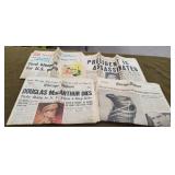 Newspapers Of Kennedy, Nixon, Ford, McArthur