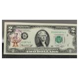 1976 $2 FR Note w/ Postal Stamp 1st Day