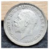 1936 UK 3 Pence 50% Silver 1.4 G
