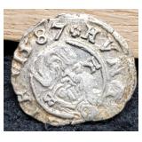 1587 Hungary Rudolf 11 AR Denar