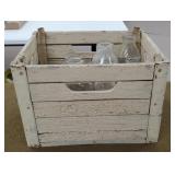 Wood Milk Crate w/ 6 Milk Bottles