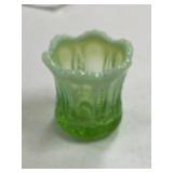 Fenton Green Opalescent Toothpick Holder