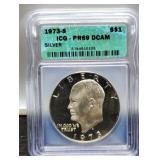 1973-S Slab Silver Ike Proof Dollar