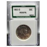 1963-D Slab Half Dollar ANI MS65 FBL