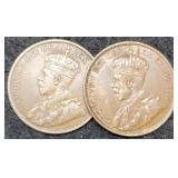 2 Canada Large Cents: 1913, 1914