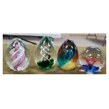 4 Large Glass Paperweights