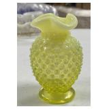 Fenton 3" Hobnail Bud Vase Uranium