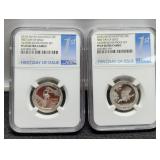 2015-S 2 Slab Silver Proof Quarters