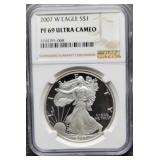 2007-W Slab Proof Silver Eagle NGC PF69