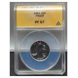 1961 Slab Proof Quarter ANACS PF67