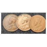 3 Canada Large Cents: 1915, 16, 19