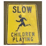 Slow - Children Playing Steel Sign