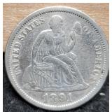 1891 Liberty Seated Dime