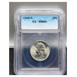1946-D Slab Silver Quarter ICG MS66+