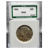 1966 Slab Silver Half Dollar ANI MS68