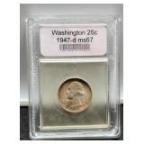 1947-D Slab Quarter USCG MS67
