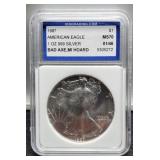 1987 Slab Silver Eagle IGS MS70