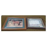 2 Horse Pictures 18"x22" & 17"x20"