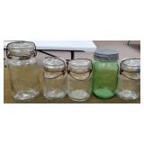 4 Lightning & Green Ball Jars