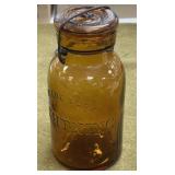 Lightning Amber Quart Fruit Jar