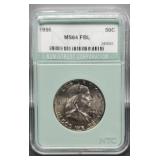 1956 Slab Half Dollar NTC MS64 FBL