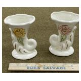 Art Pottery 4 3/4" Cornucopia Vases