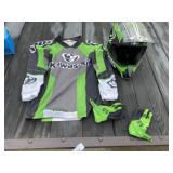 Kawasaki Motocross Helmet, Gloves