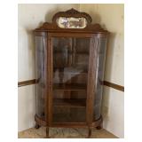 Oak Antique Curved Glass China Cabinet