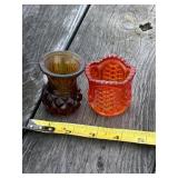 2  - Pressed Glass Toothpick Holders