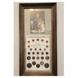 20th Century Framed Coin Collection w/ Silver