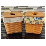 Pair of Longaberger Tissue Baskets w/ Wood Lids