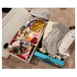Lg Tote & Box of Christmas Paper, Ribbon, Stocking