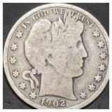 1902 Barber Silver Half Dollar