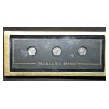 Mercury Dime Desk Set Paperweight w/ 3 Dimes