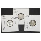 1912 Barber, 1916 Mercury & 1946 Roosevelt Dimes