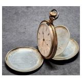Sterling Silver Elgin Hunter Case Pocket Watch