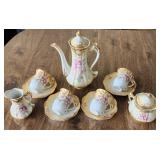 11pc Hand-Painted Chocolate Set Marked RS